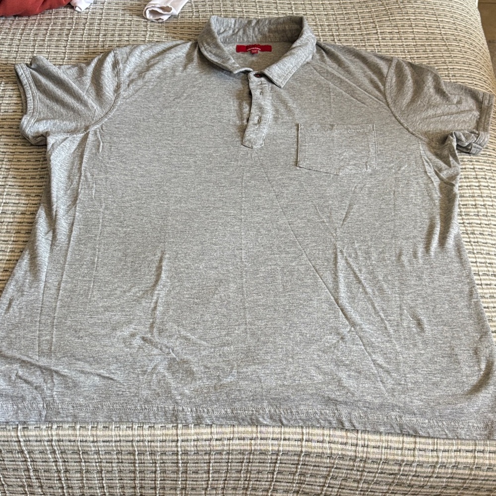 Saks Fifth Avenue Light Gray Polo Shirt, RED line
